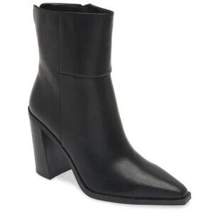 NEW Steve Madden Silvee Black Leather Silvee Block Heel Side Zip Boots Sz 10